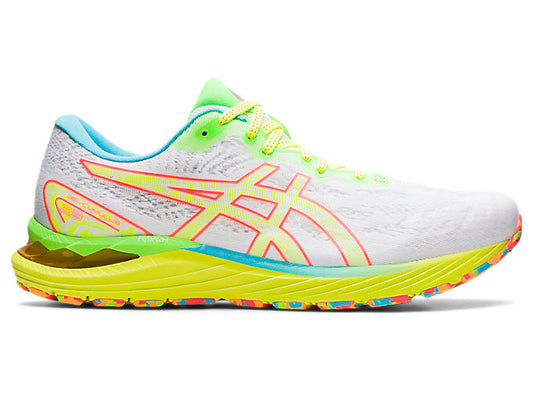 Men's Asics Gel-Cumulus 23, White/Safety Yellow, 8 D Medium