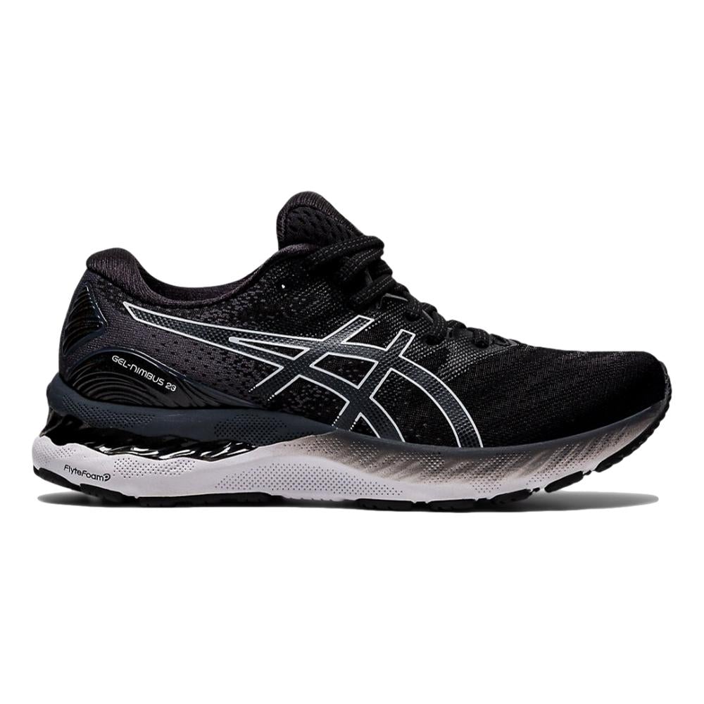 Women's Asics Gel-Nimbus 23, Black/White, 9 D Wide