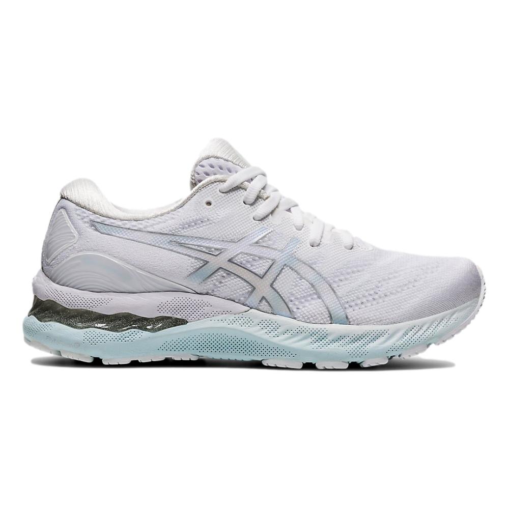 Women's Asics Gel-Nimbus 23, White/Pure Silver, 8 B Medium