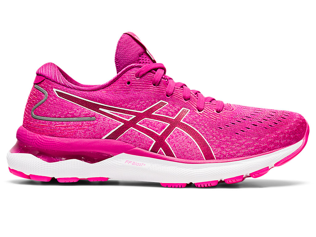 Women's Asics Gel-Nimbus 24, Fuchsia Red/White, 10 B Medium
