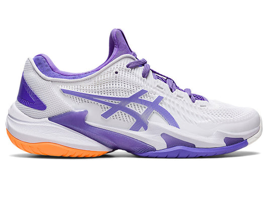 Women's Asics Court FlyteFoam 3, White/Amethyst, 8 B Medium