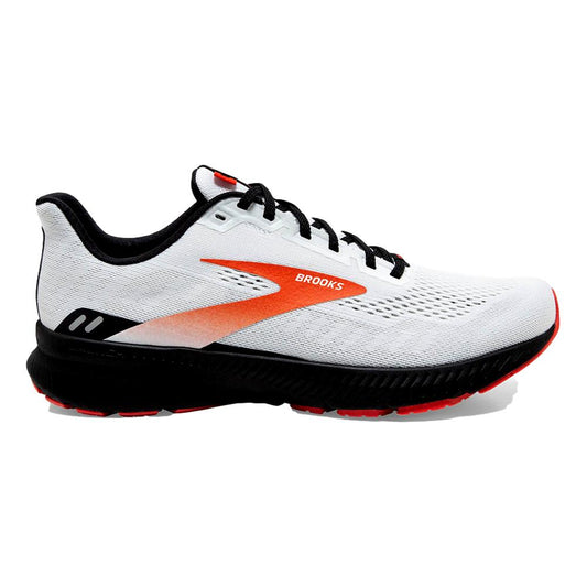 Men's Brooks Launch 8, White/Black/Red Clay, 11.5 D Medium