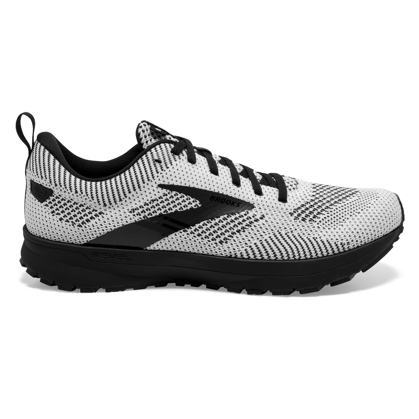 Men's Brooks Revel 5, White/Black, 10 D Medium