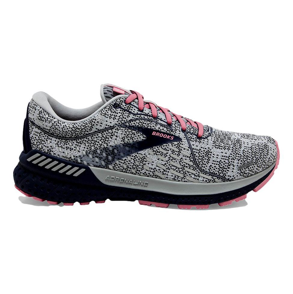 Women's Brooks Adrenaline GTS 21, White/Peacoat/Coral, 8.5 B Medium