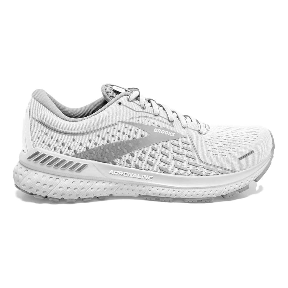 Women's Brooks Adrenaline GTS 21, White/Grey/Silver, 8.5 B Medium