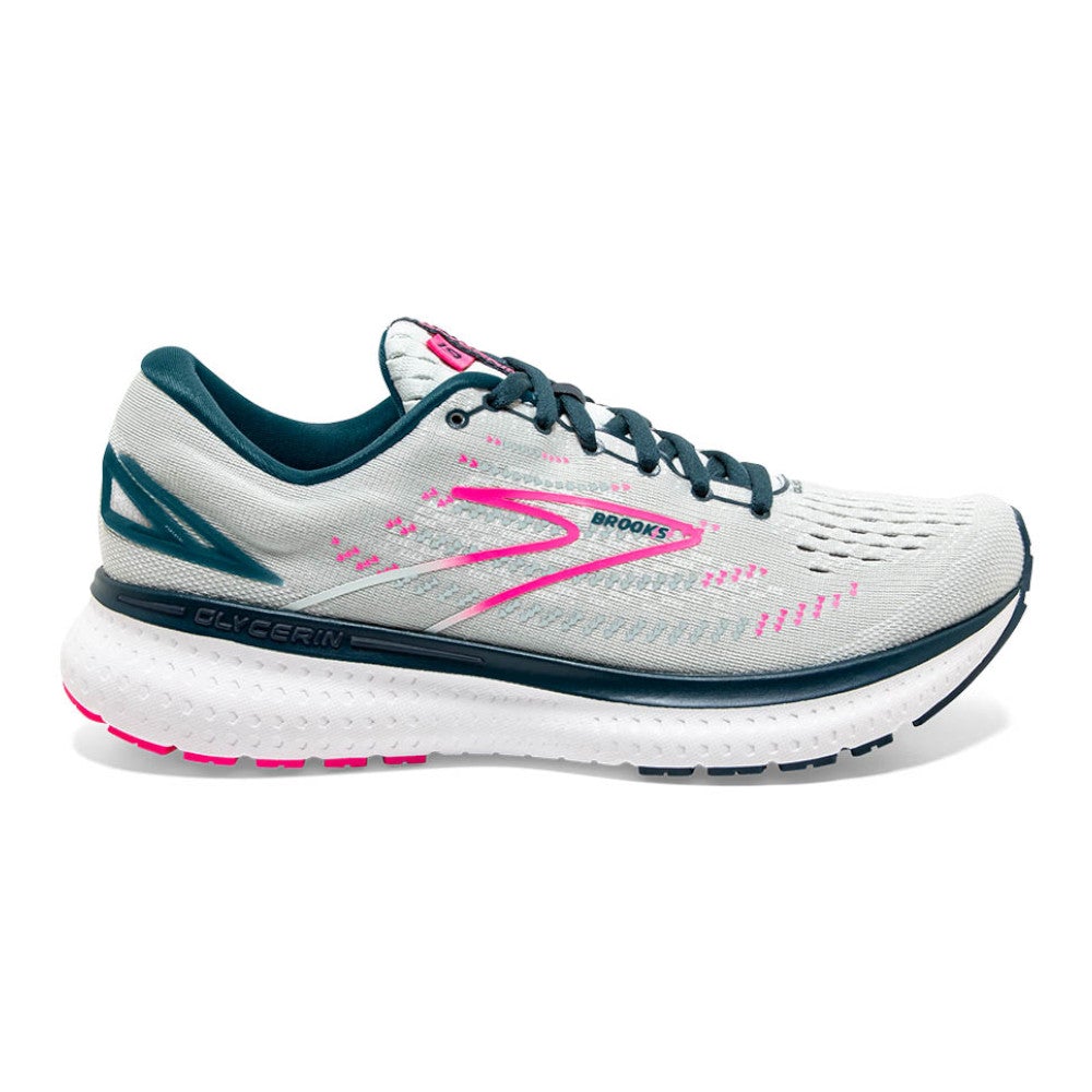 Women's Brooks Glycerin 19, Ice Flow/Navy/Pink, 9 B Medium