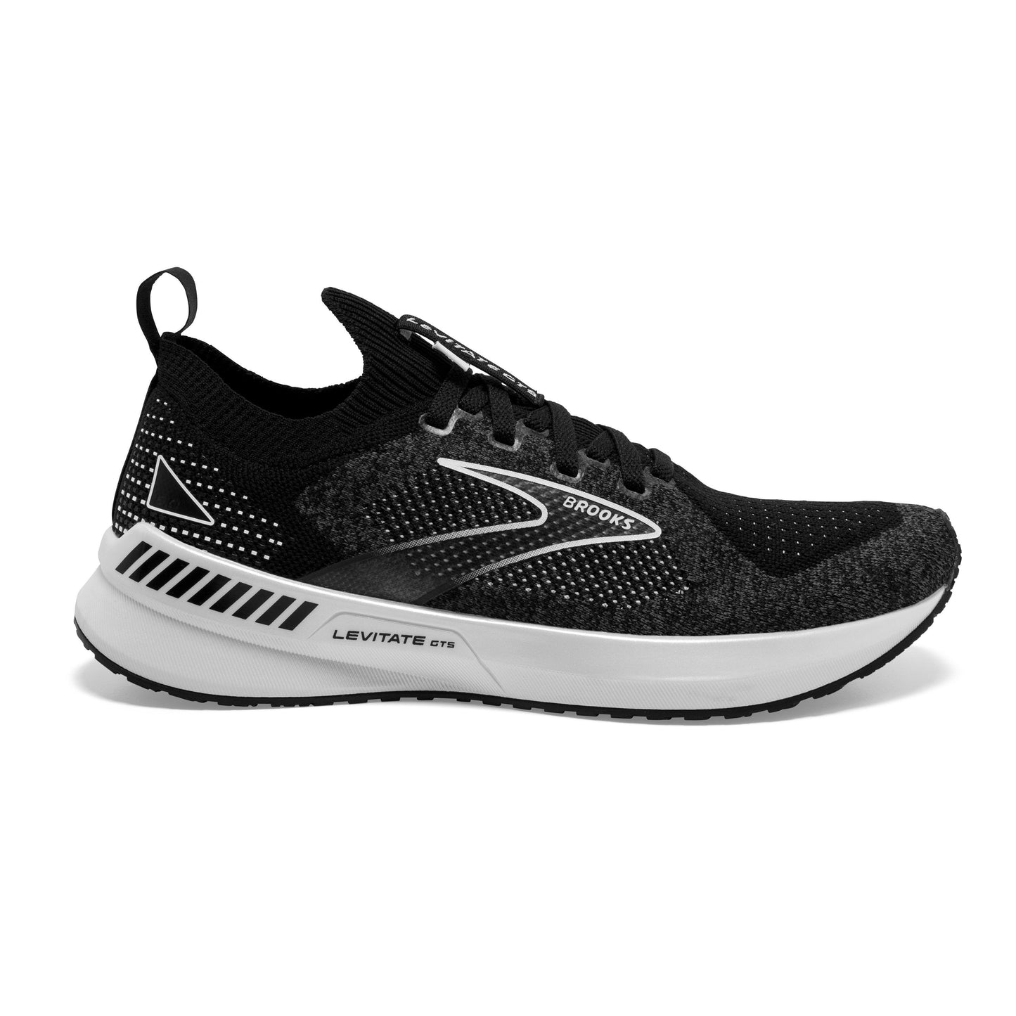 Women's Brooks Levitate Stealthfit GTS 5, Black/Grey/White, 9 B Medium