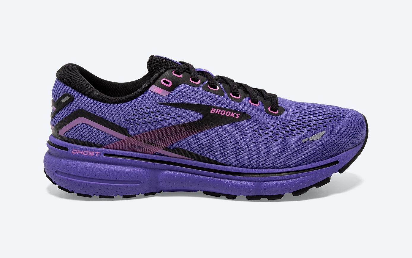 Women's Brooks Ghost 15, Purple/Pink/Black, 9.5 B Medium