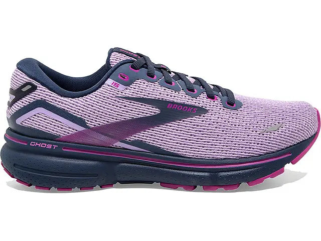 Women's Brooks Ghost 15, Rhapsody/Dress Blue/Viola, 7 B Medium