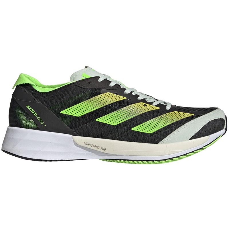 Women's Adidas Adizero Adios 7, Core Black/Beam Yellow/Solar Green, 8 B Medium