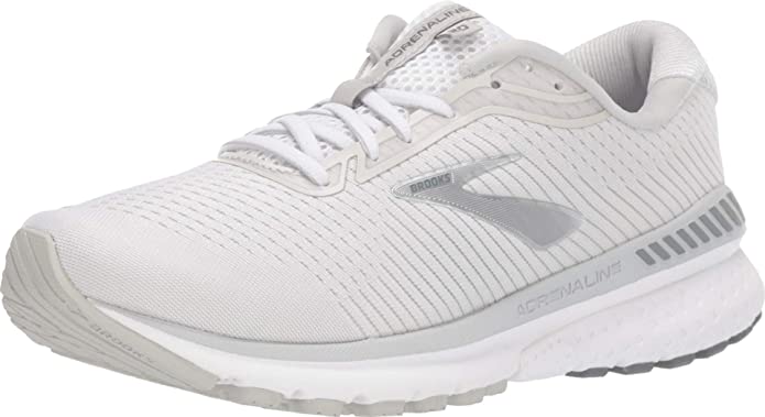 Women's Brooks Adrenaline GTS 20, White/Grey/Gold, 10.5 B Medium