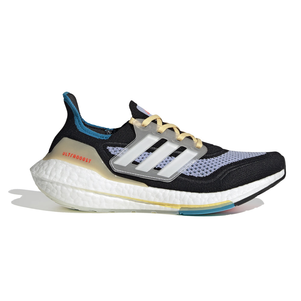 Women's Adidas Ultraboost 21, Black/White/Violet, 9 B Medium