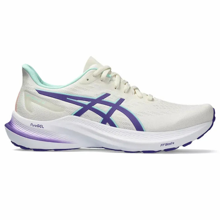 Women's Asics GT-2000 12, Cream/Violet, 9 B Medium