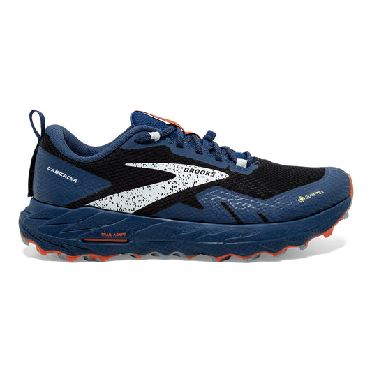 Men's Brooks Cascadia 17 GTX, Black/Blue/Firecracker, 9.5 D Medium