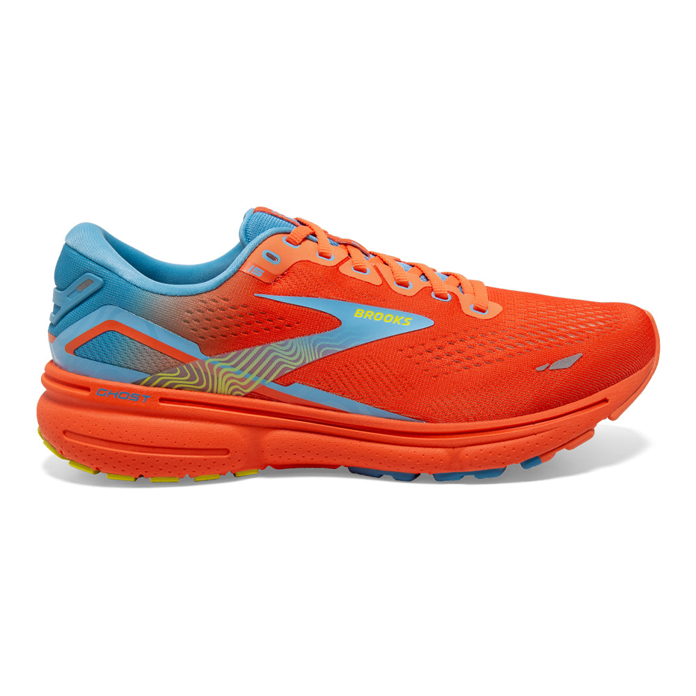 Men's Brooks Ghost 15, Orange/Blue/Yellow, 10 D Medium