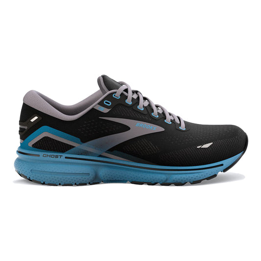 Men's Brooks Ghost 15, Black/Blackened Pearl/Blue, 9 D Medium