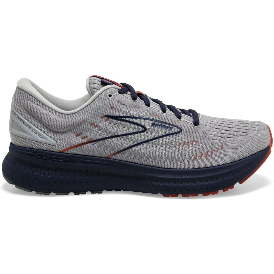 Men's Brooks Glycerin 19, Grey/Alloy/Peacoat, 8 D Medium