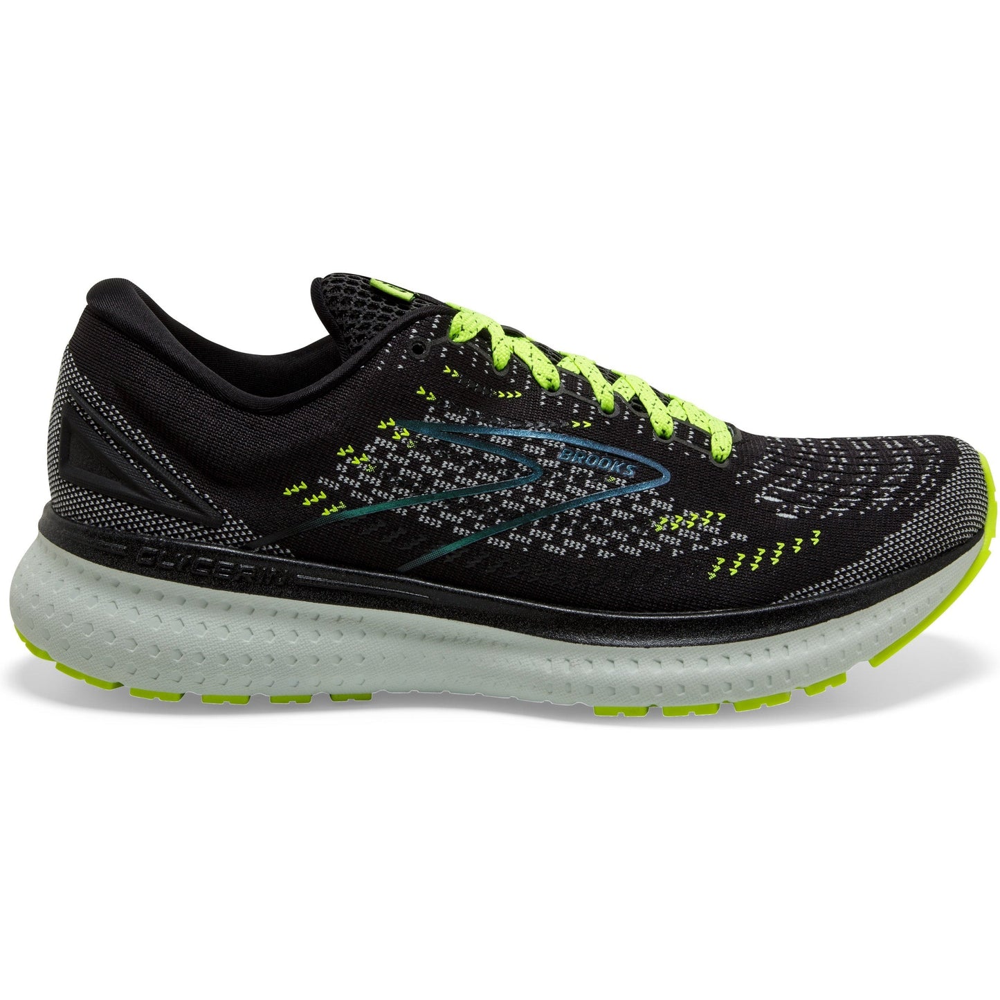 Men's Brooks Glycerin 19, Black/Nightlife/Spa Blue, 12 D Medium