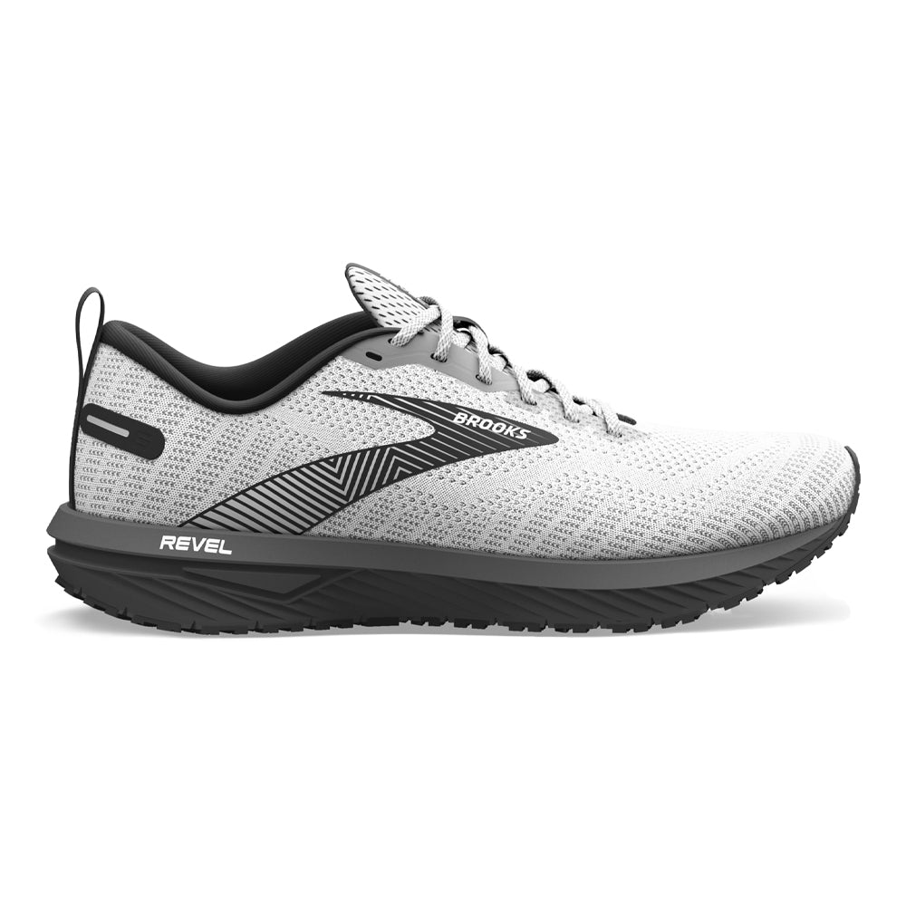 Men's Brooks Revel 6, White/Black, 9 D Medium