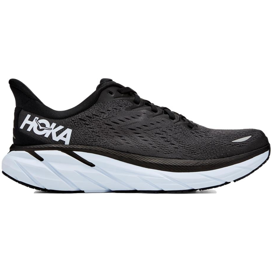 Men's Hoka One One Clifton 8, Black/White, 10 2E Wide