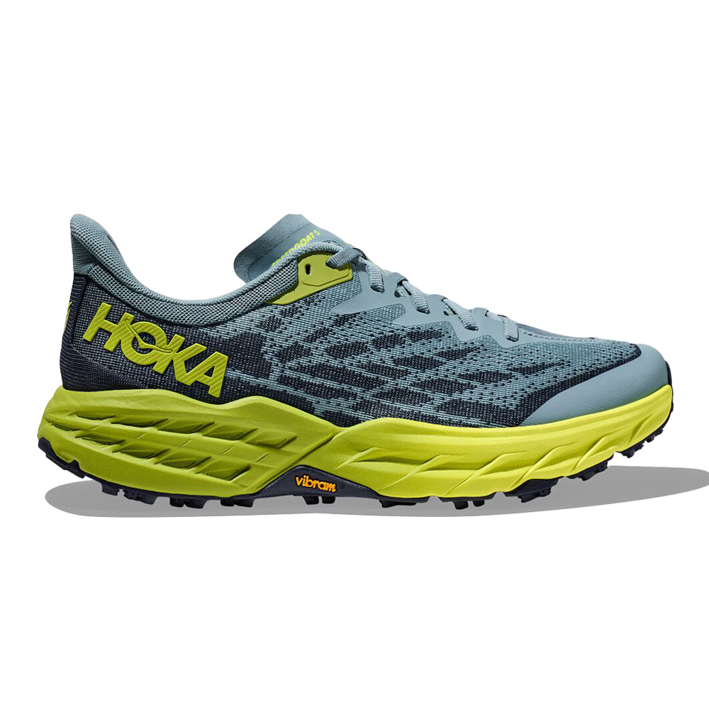 Men's Hoka One One Speedgoat 5, Stone Blue/Dark Citron, 14 D Medium