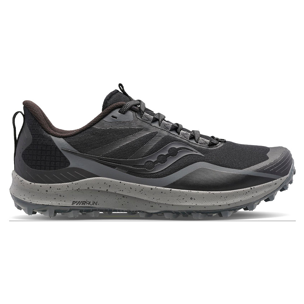 Men's Saucony Peregrine 12, Black/Charcoal, 11.5 D Medium