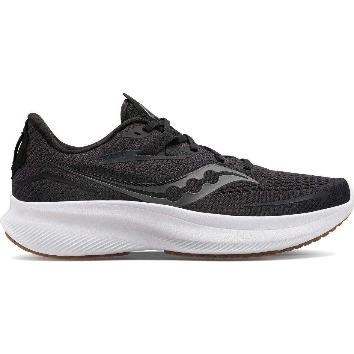 Men's Saucony Ride 15, BLACK/GUM, 10.5 D Medium