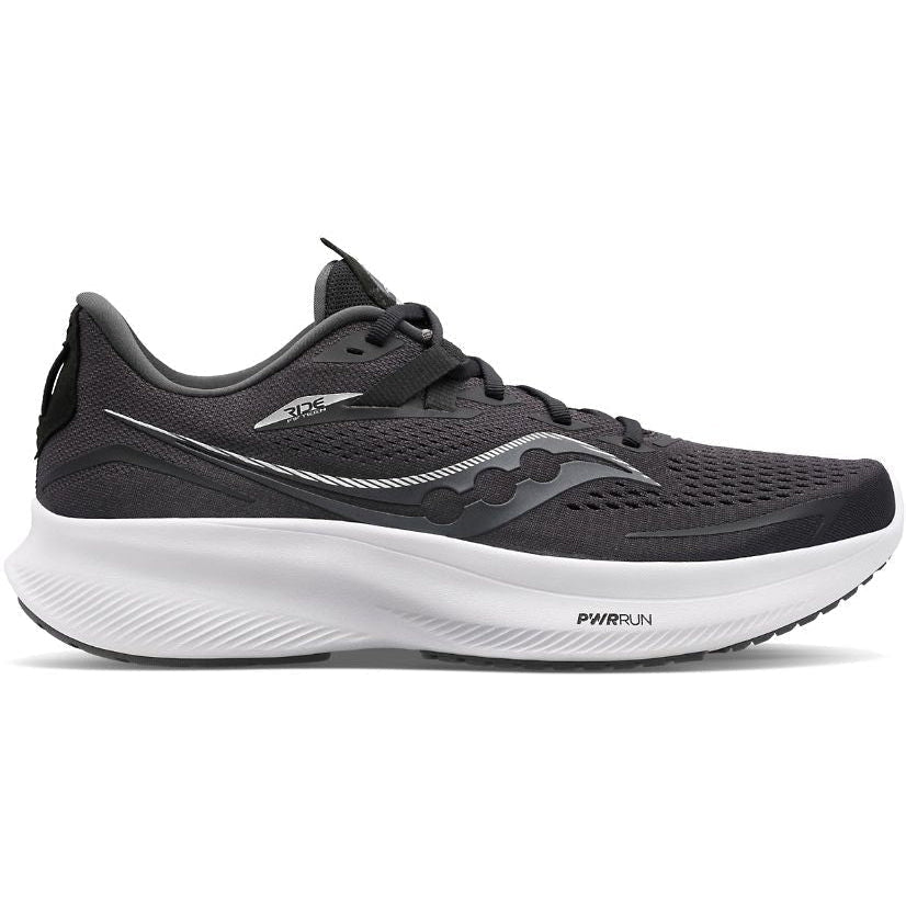 Men's Saucony Ride 15, Black/White, 12 2E Wide