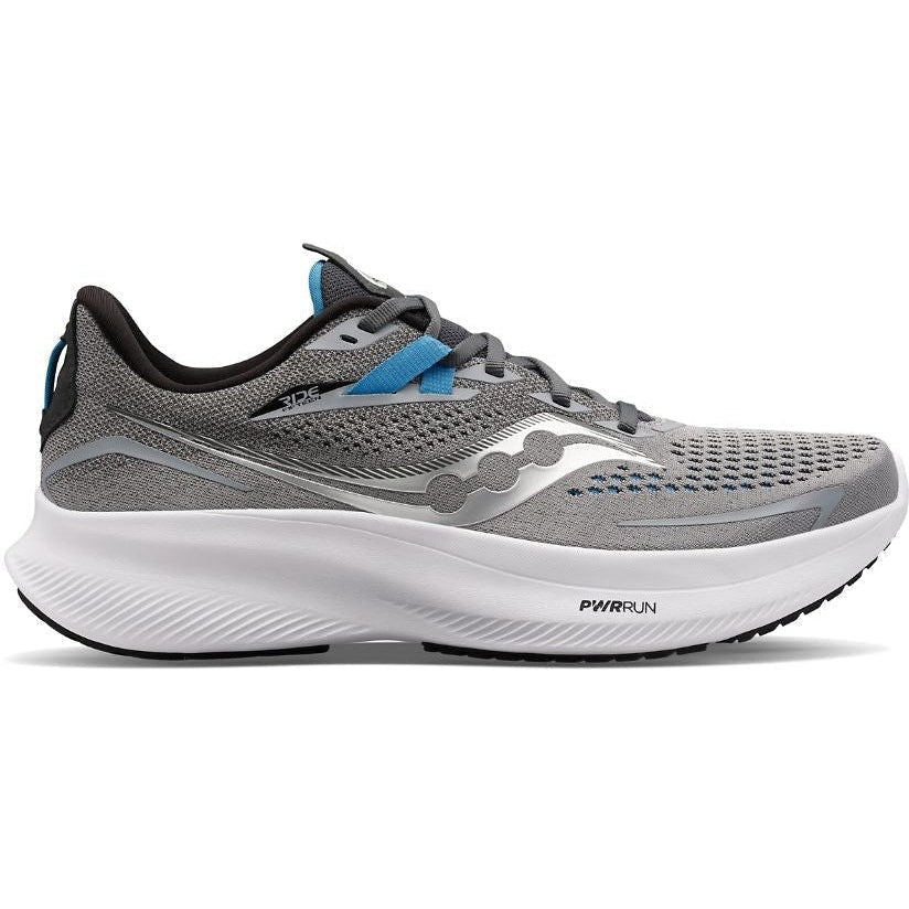 Men's Saucony Ride 15, Alloy/Topaz, 12 2E Wide