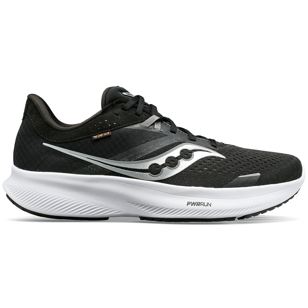 Men's Saucony Ride 16, Black/White, 8.5 D Medium