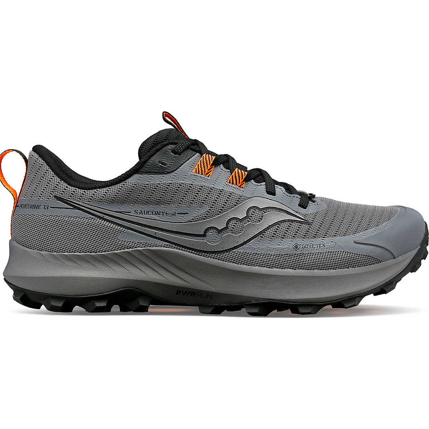 Men's Saucony Peregrine 13 GTX, Gravel/Black, 10.5 D Medium