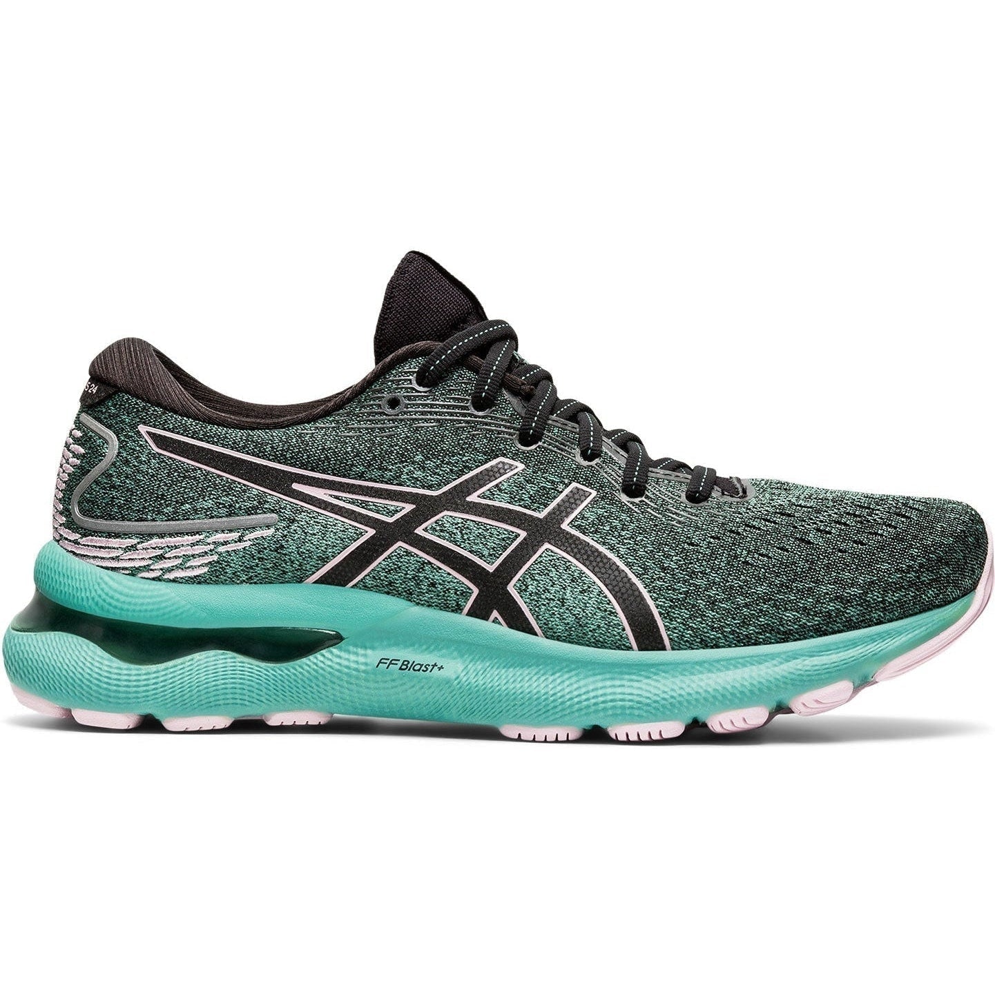 Women's Asics Gel-Nimbus 24, Black/Barely Rose, 8 B Medium