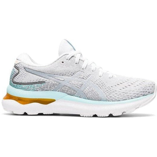 Women's Asics Gel-Nimbus 24, White/Pure Silver, 7 B Medium