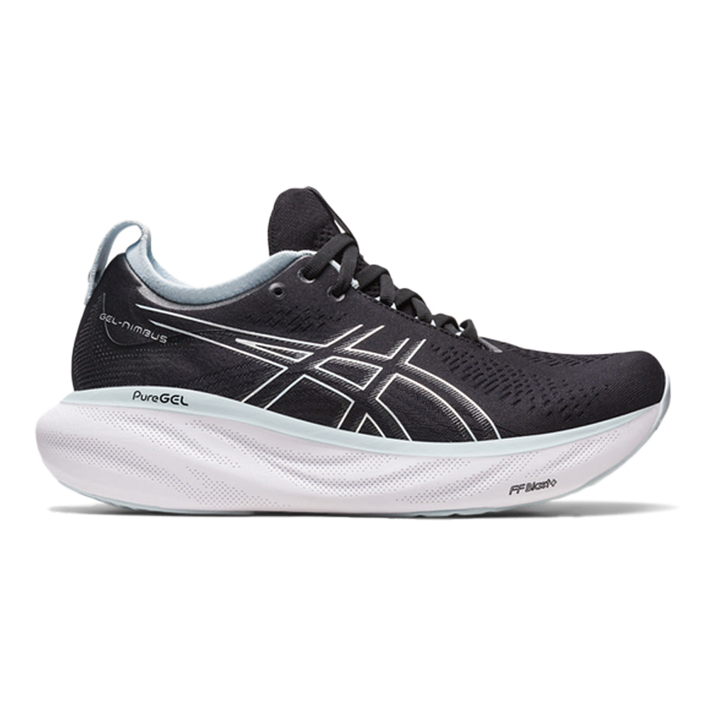 Women's Asics Gel-Nimbus 25, Black/Reborn Blue, 6.5 B Medium