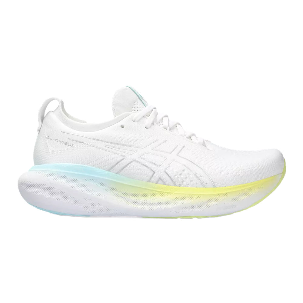 Women's Asics Gel-Nimbus 25, White/Pure Silver, 8 B Medium