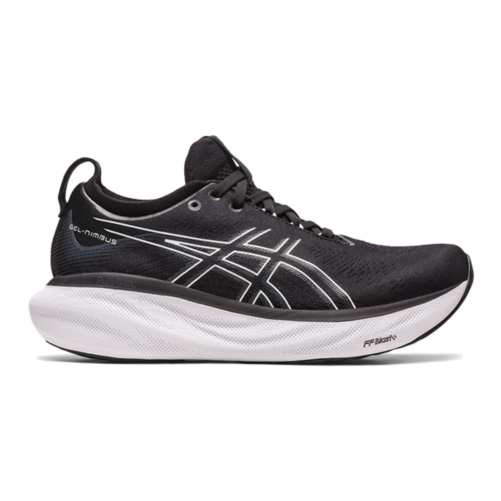 Women's Asics Gel-Nimbus 25, Black/Pure Silver, 10.5 D Wide
