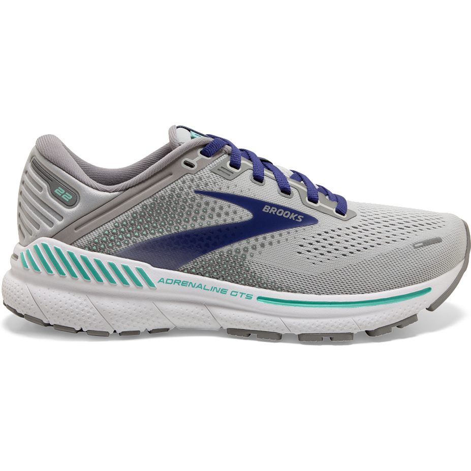 Women's Brooks Adrenaline GTS 22, Alloy/Blue/Green, 5.5 B Medium