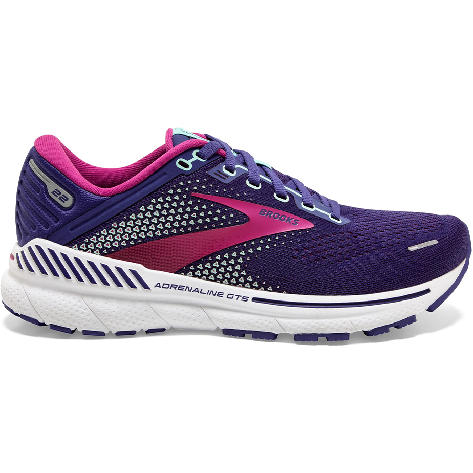 Women's Brooks Adrenaline GTS 22, Navy/Yucca/Pink, 6.5 B Medium