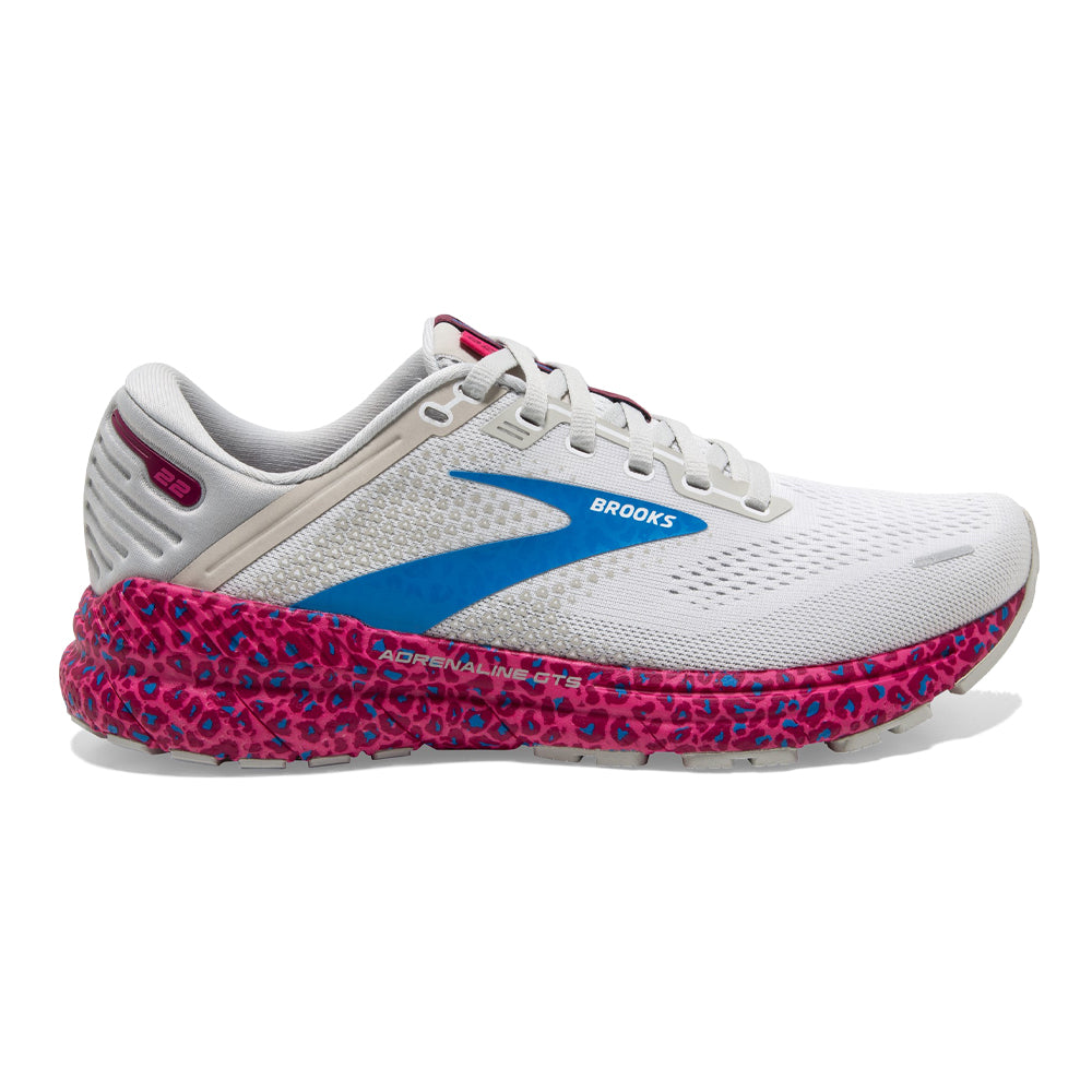 Women's Brooks Adrenaline GTS 22, White/Oyster/Brilliant, 6.5 B Medium