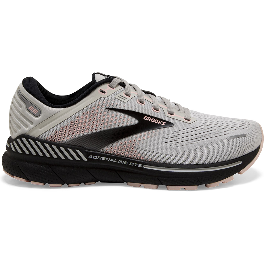 Women's Brooks Adrenaline GTS 22, Grey/Rose/Black, 11 B Medium