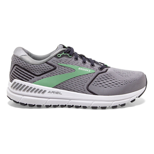 Women's Brooks Ariel '20, Alloy/Blackened Pearl/Green, 10 D Wide