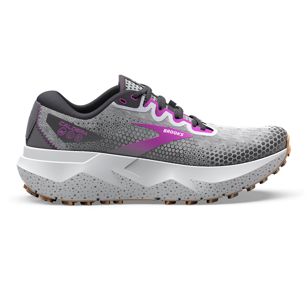 Women's Brooks Caldera 6, Oyster/Blackened Pearl/Purple, 8.5 B Medium