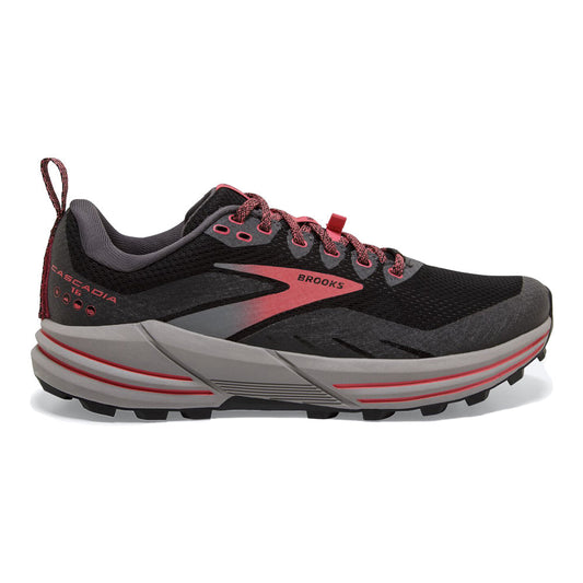 Women's Brooks Cascadia 16 GTX, Black/Blackened Pearl/Coral, 10 B Medium