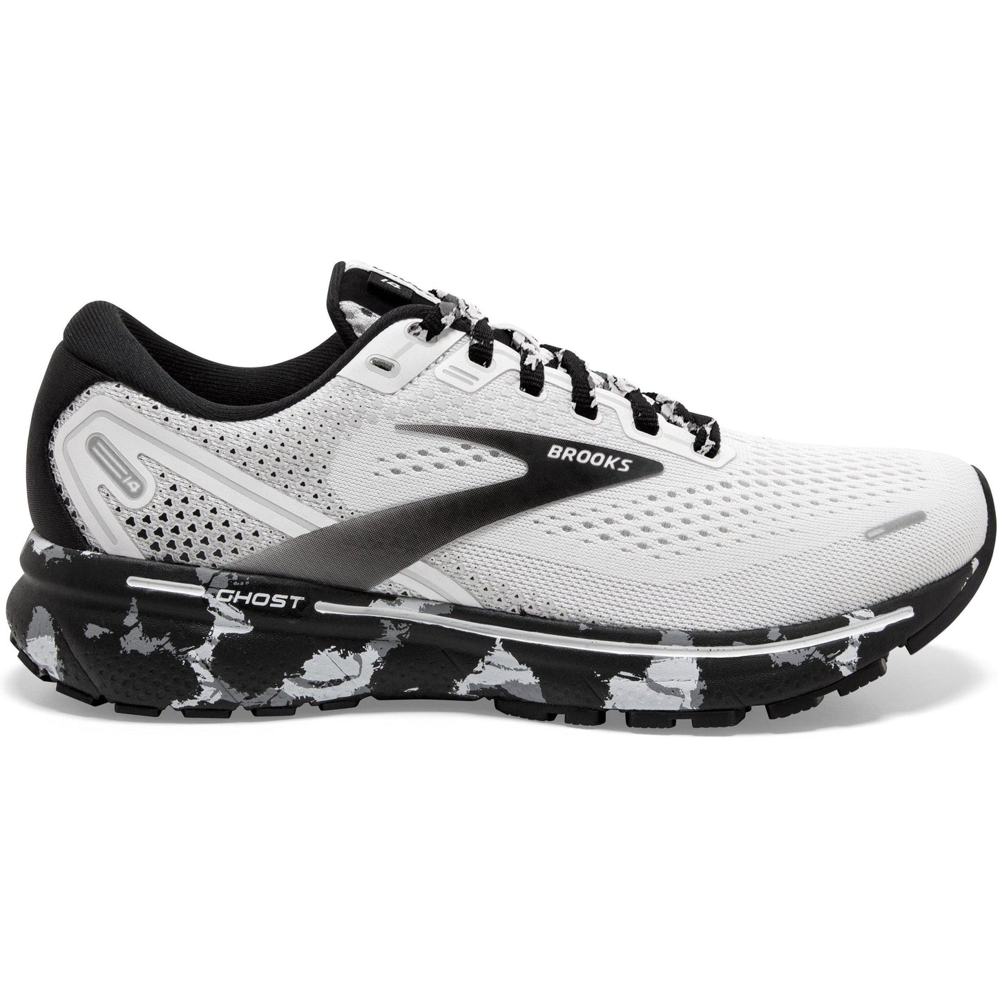 Women's Brooks Ghost 14, White/Black, 10 B Medium