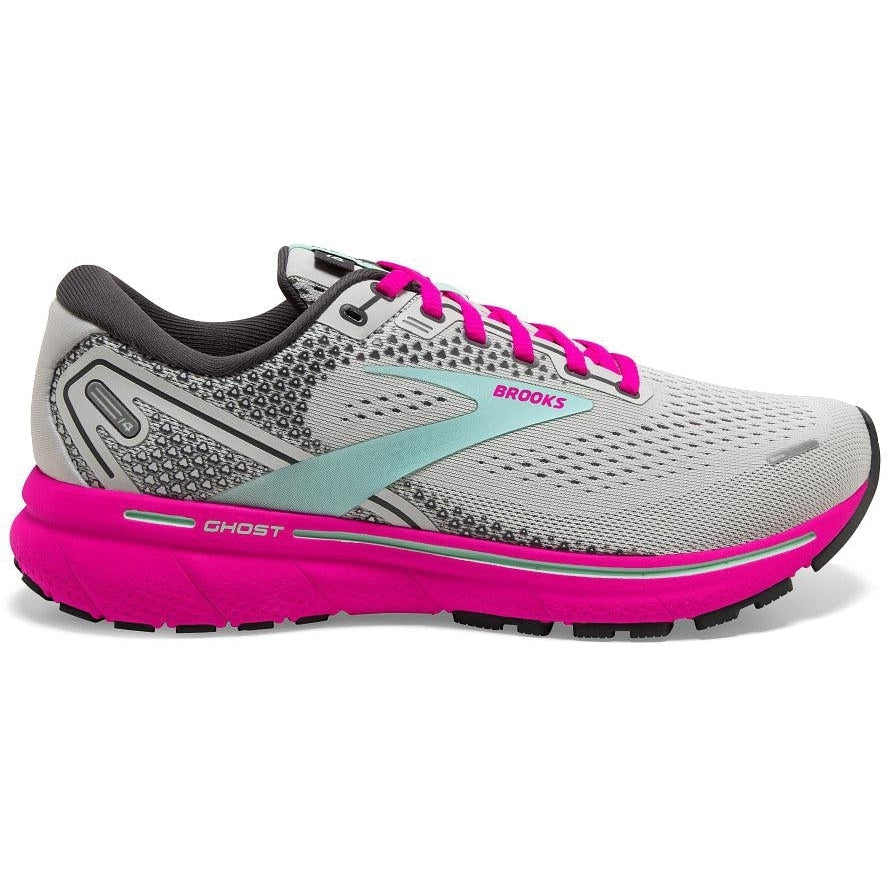 Women's Brooks Ghost 14, Oyster/Yucca/Pink, 6 B Medium