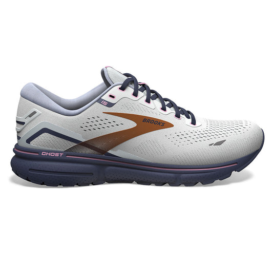 Women's Brooks Ghost 15, Spa Blue/Neo Pink/ Copper, 9.5 B Medium