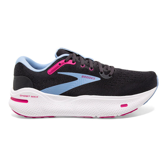 Women's Brooks Ghost Max, Ebony/Open Air/Lilac Rose, 9 D Wide