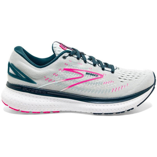 Women's Brooks Glycerin 19, Ice Flow/Navy/Pink, 6 D Wide