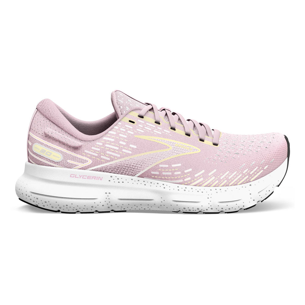 Women's Brooks Glycerin 20, Pink/Yellow/White, 11 B Medium