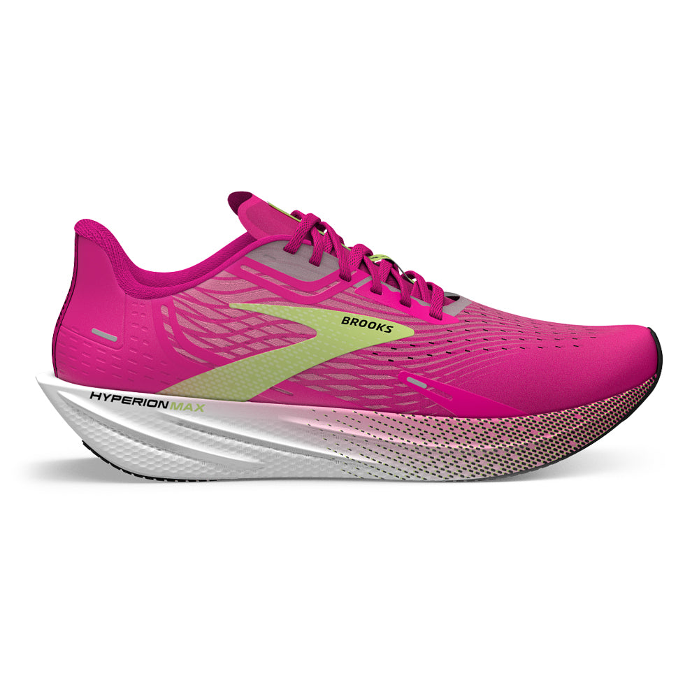 Women's Brooks Hyperion Max, Pink Glo/Green/Black, 7 B Medium